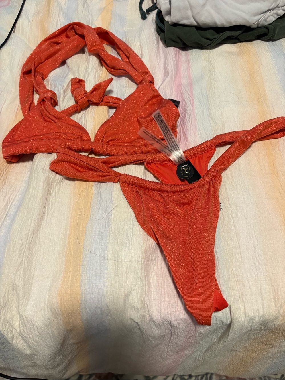 Victoria's Secret Shimmery Orange Triangle Bikini Set
